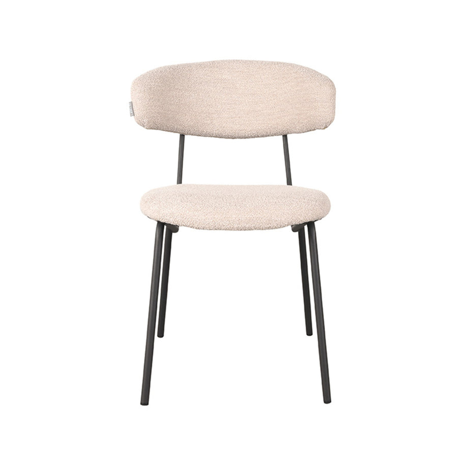 LABEL51 Eetkamerstoelen Zack - Naturel - Boucle - Zwart Metalen Frame