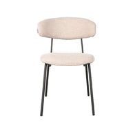 LABEL51 Eetkamerstoelen Zack - Naturel - Boucle - Zwart Metalen Frame