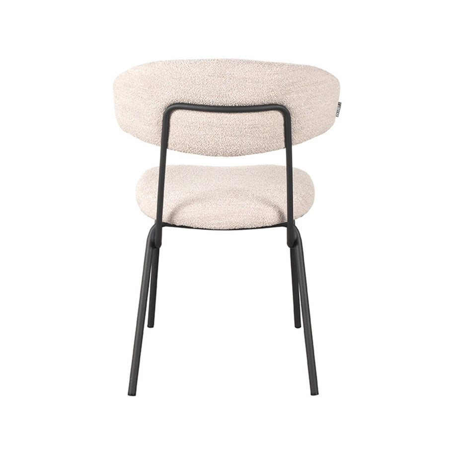 LABEL51 Eetkamerstoelen Zack - Naturel - Boucle - Zwart Metalen Frame