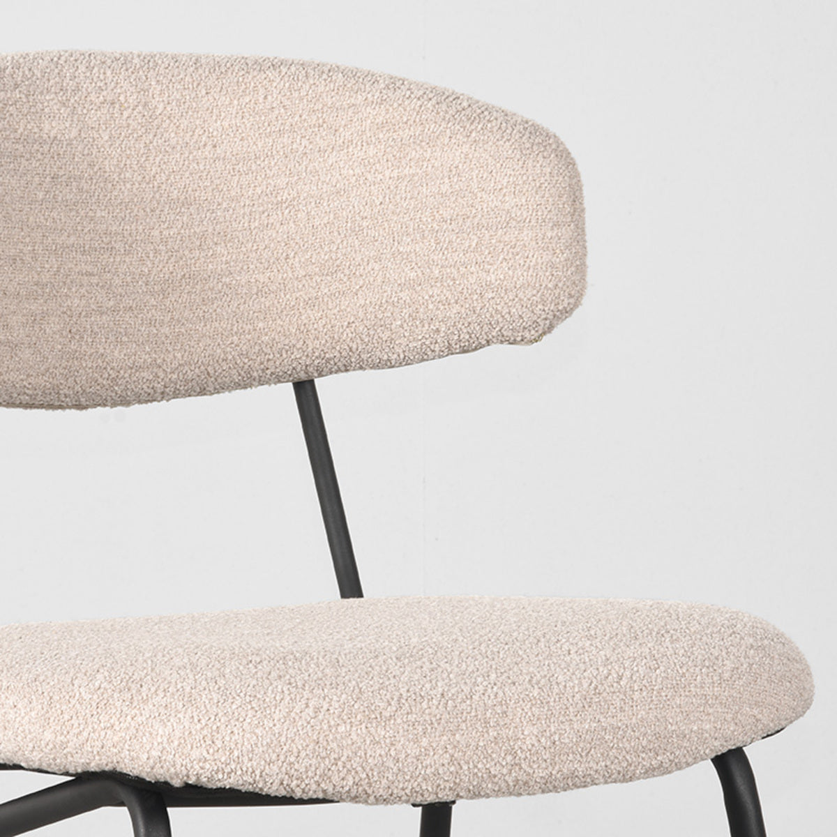 LABEL51 Eetkamerstoelen Zack - Naturel - Boucle - Zwart Metalen Frame