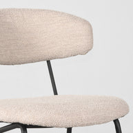 LABEL51 Eetkamerstoelen Zack - Naturel - Boucle - Zwart Metalen Frame