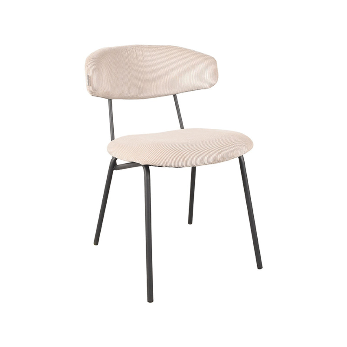 LABEL51 Eetkamerstoelen Zack - Naturel - Ribcord - Zwart Metalen Frame