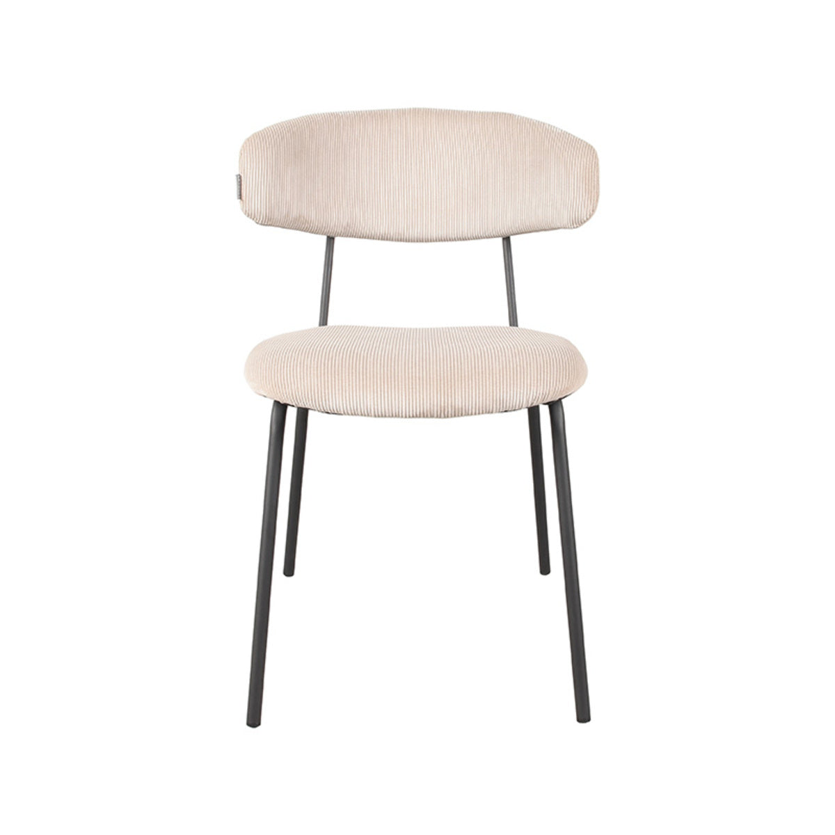 LABEL51 Eetkamerstoelen Zack - Naturel - Ribcord - Zwart Metalen Frame