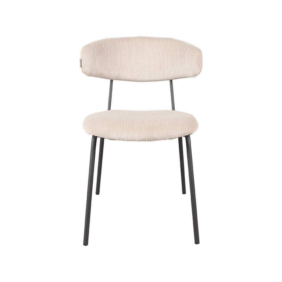 LABEL51 Eetkamerstoelen Zack - Naturel - Ribcord - Zwart Metalen Frame