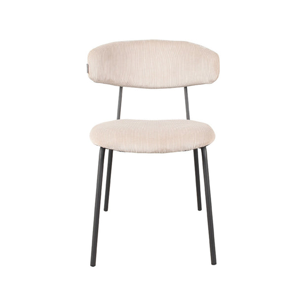LABEL51 Eetkamerstoelen Zack - Naturel - Ribcord - Zwart Metalen Frame