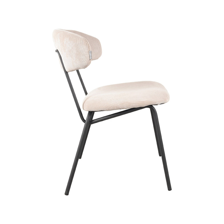 LABEL51 Eetkamerstoelen Zack - Naturel - Ribcord - Zwart Metalen Frame