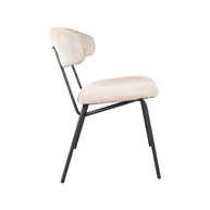 LABEL51 Eetkamerstoelen Zack - Naturel - Ribcord - Zwart Metalen Frame