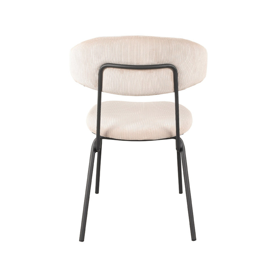 LABEL51 Eetkamerstoelen Zack - Naturel - Ribcord - Zwart Metalen Frame
