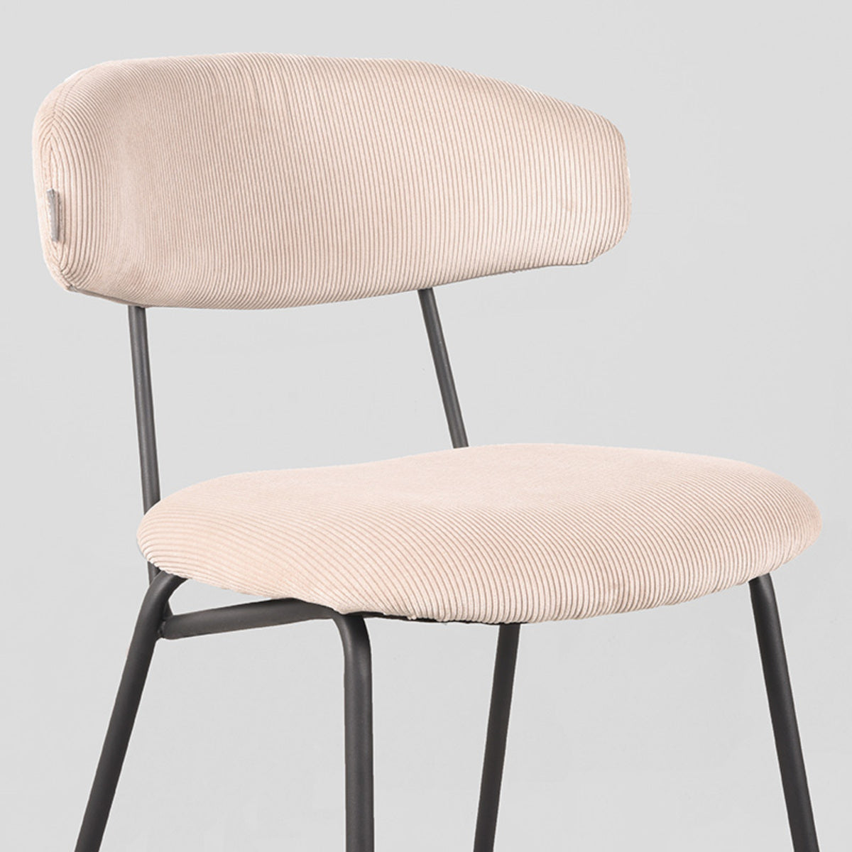 LABEL51 Eetkamerstoelen Zack - Naturel - Ribcord - Zwart Metalen Frame