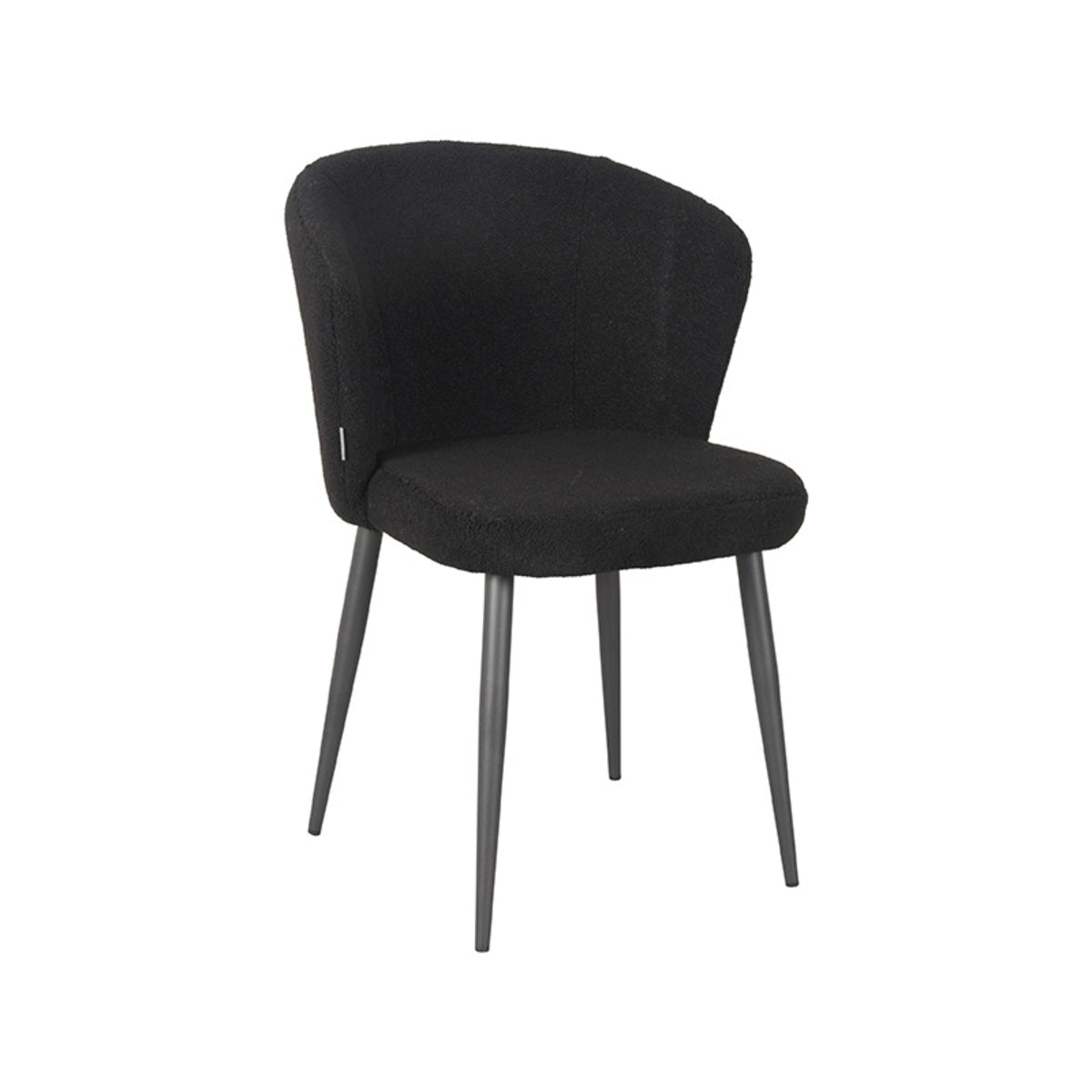 LABEL51 Eetkamerstoelen Whirl - Zwart - Teddy - Zwart Metalen Frame
