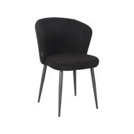LABEL51 Eetkamerstoelen Whirl - Zwart - Teddy - Zwart Metalen Frame