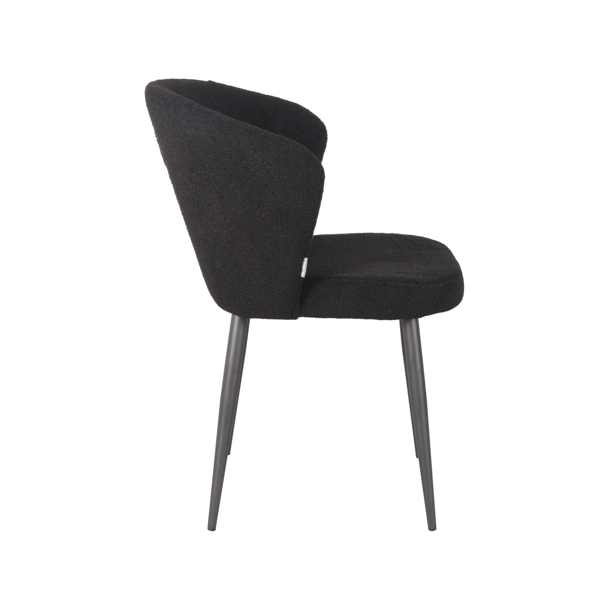 LABEL51 Eetkamerstoelen Whirl - Zwart - Teddy - Zwart Metalen Frame