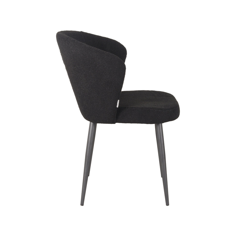 LABEL51 Eetkamerstoelen Whirl - Zwart - Teddy - Zwart Metalen Frame