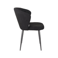 LABEL51 Eetkamerstoelen Whirl - Zwart - Teddy - Zwart Metalen Frame