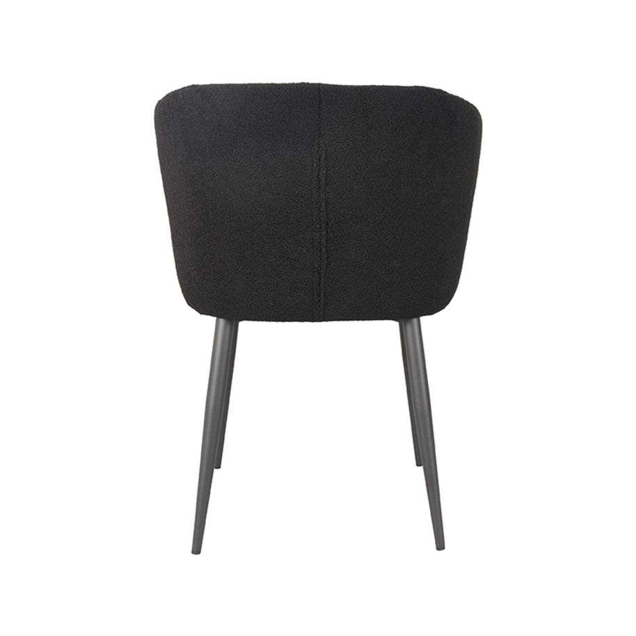 LABEL51 Eetkamerstoelen Whirl - Zwart - Teddy - Zwart Metalen Frame