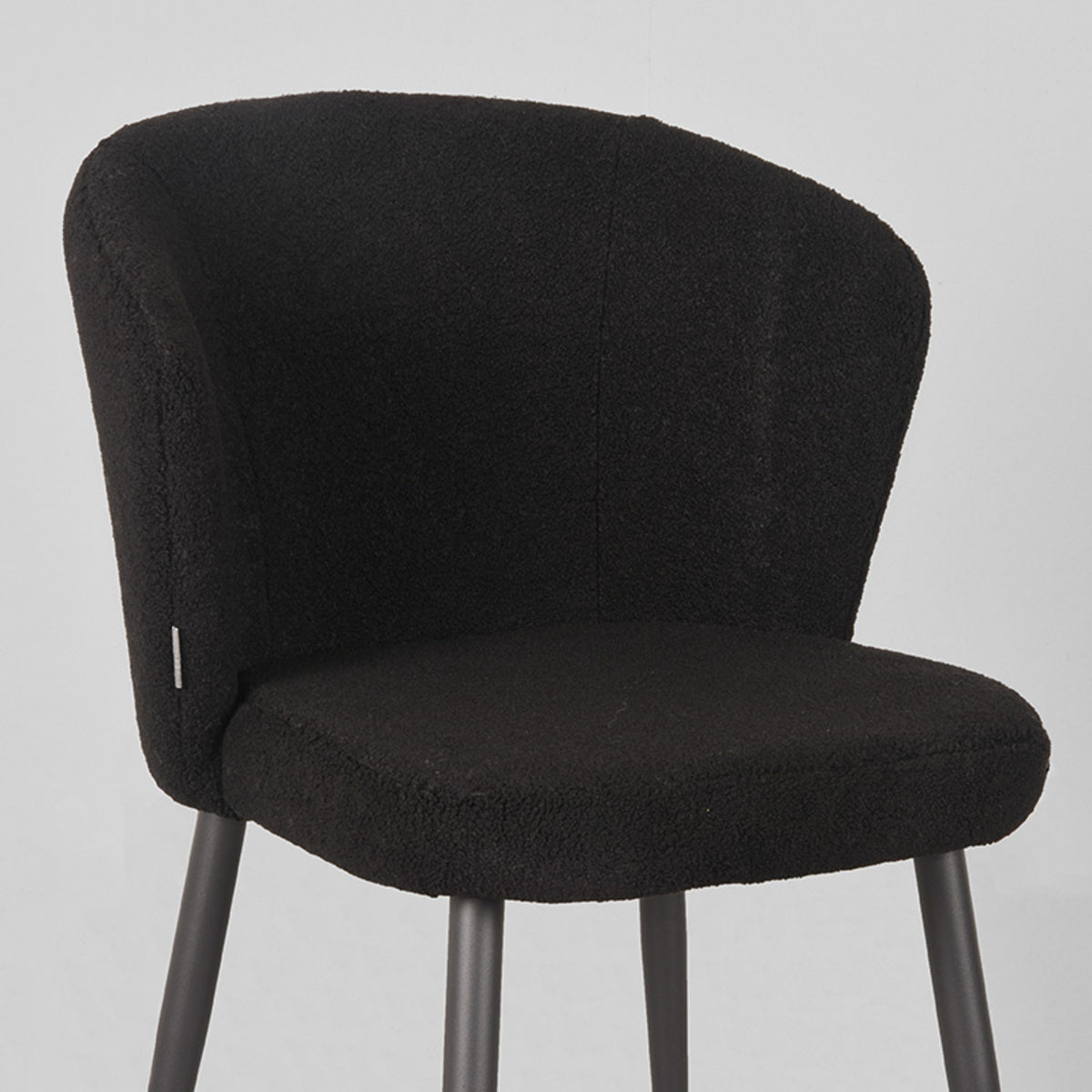 LABEL51 Eetkamerstoelen Whirl - Zwart - Teddy - Zwart Metalen Frame