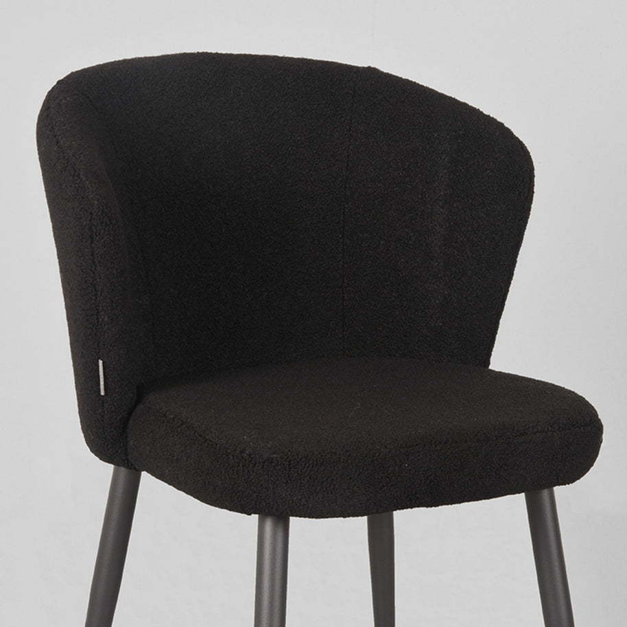 LABEL51 Eetkamerstoelen Whirl - Zwart - Teddy - Zwart Metalen Frame