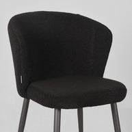 LABEL51 Eetkamerstoelen Whirl - Zwart - Teddy - Zwart Metalen Frame