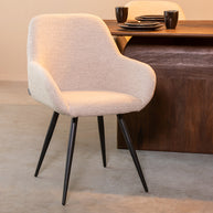 LABEL51 Eetkamerstoelen Fender - Naturel - Boucle - Zwart Metalen Frame