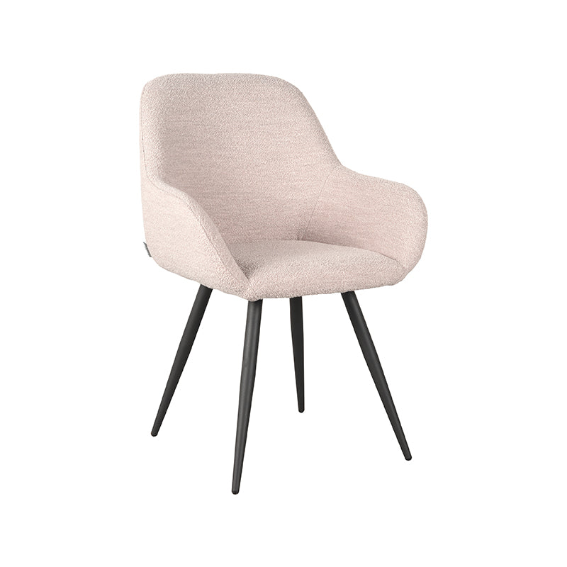 LABEL51 Eetkamerstoelen Fender - Naturel - Boucle - Zwart Metalen Frame