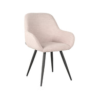 LABEL51 Eetkamerstoelen Fender - Naturel - Boucle - Zwart Metalen Frame