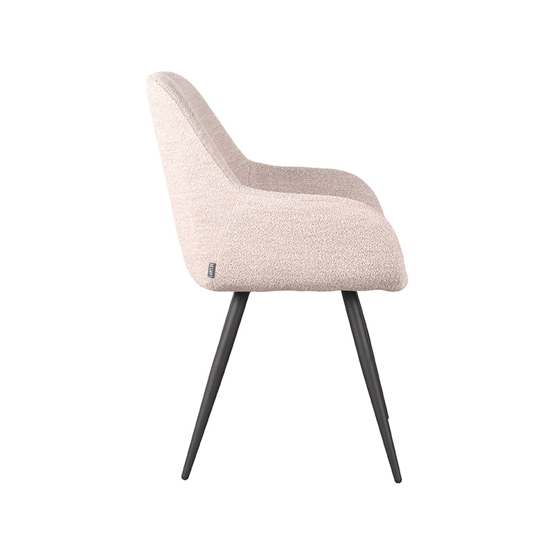 LABEL51 Eetkamerstoelen Fender - Naturel - Boucle - Zwart Metalen Frame