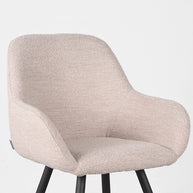 LABEL51 Eetkamerstoelen Fender - Naturel - Boucle - Zwart Metalen Frame