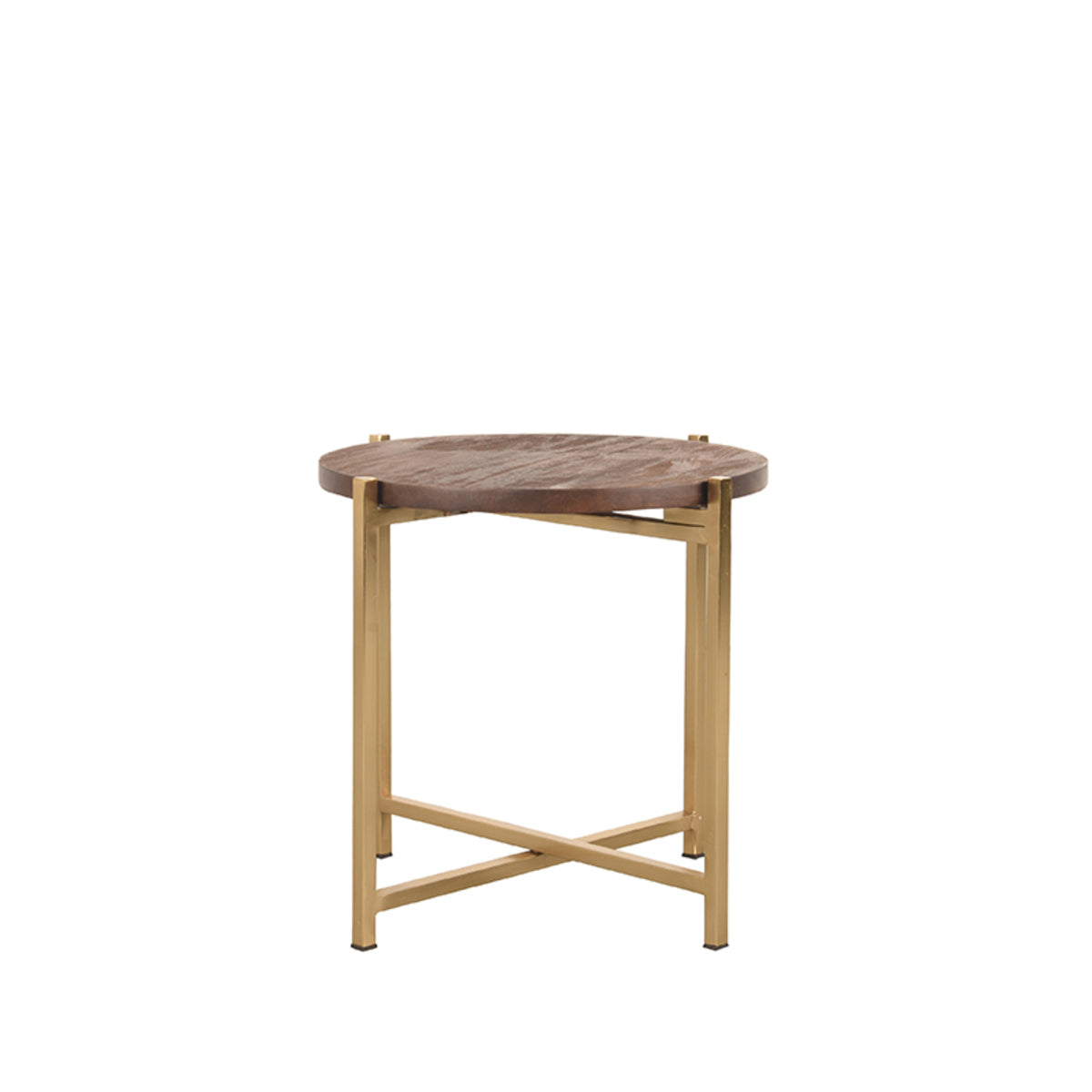 LABEL51 Bijzettafels Dox - Espresso - Mangohout - 40 cm Goud