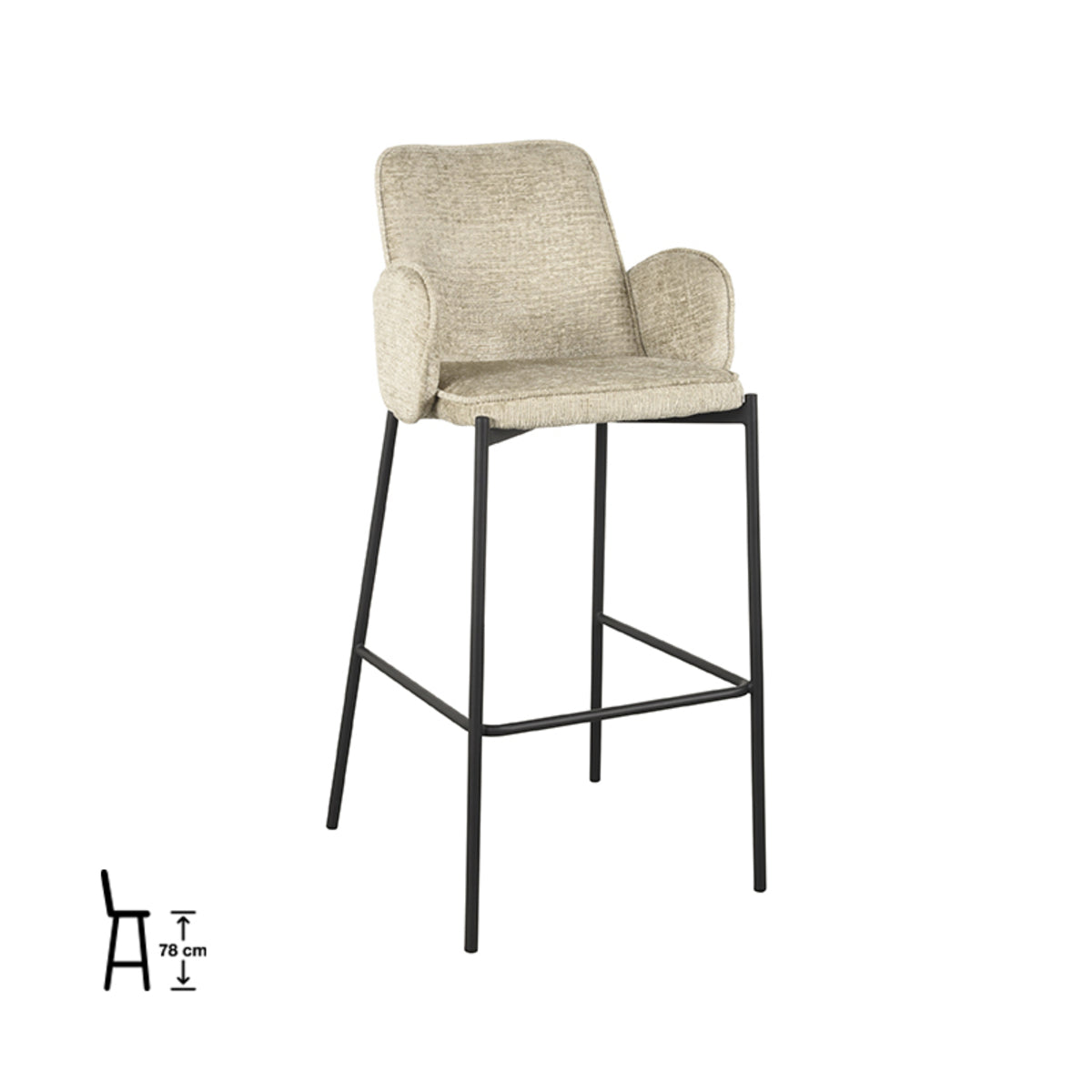 LABEL51 Barkrukken Joni - Beige - Chenille - Hoog