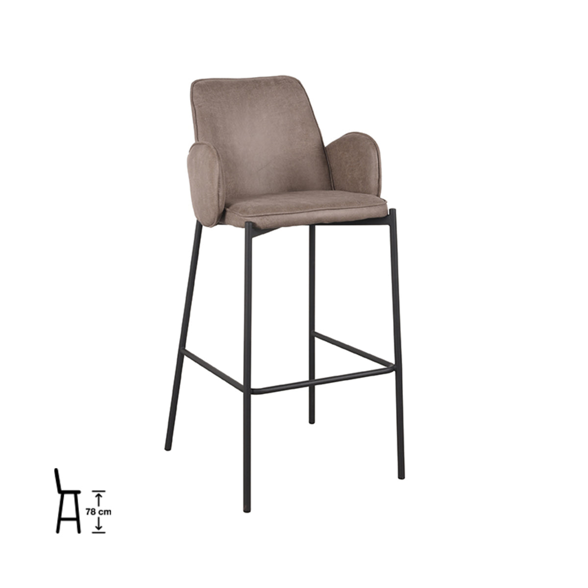LABEL51 Barkrukken Joni - Taupe - Micro Suede - Hoog