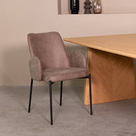 LABEL51 Eetkamerstoelen Joni - Taupe - Kunstleder - Zwart Metalen Frame