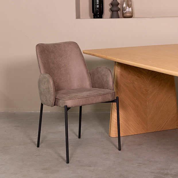 LABEL51 Eetkamerstoelen Joni - Taupe - Kunstleder - Zwart Metalen Frame