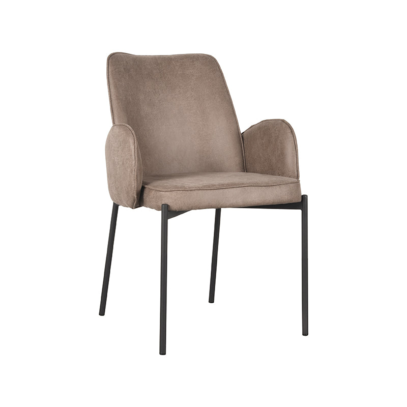 LABEL51 Eetkamerstoelen Joni - Taupe - Kunstleder - Zwart Metalen Frame