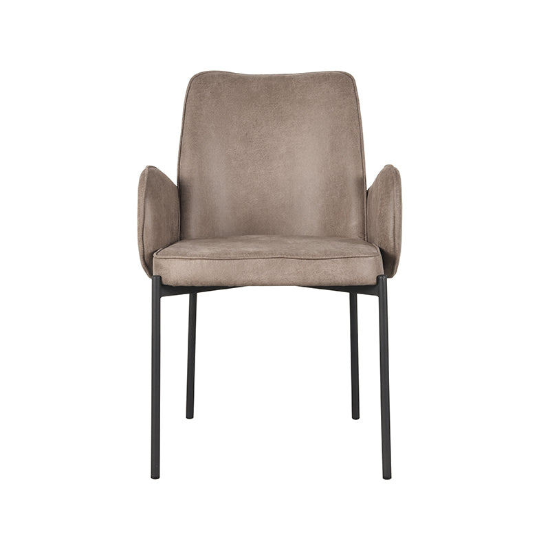 LABEL51 Eetkamerstoelen Joni - Taupe - Kunstleder - Zwart Metalen Frame