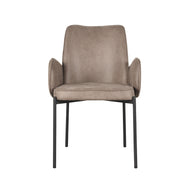 LABEL51 Eetkamerstoelen Joni - Taupe - Kunstleder - Zwart Metalen Frame