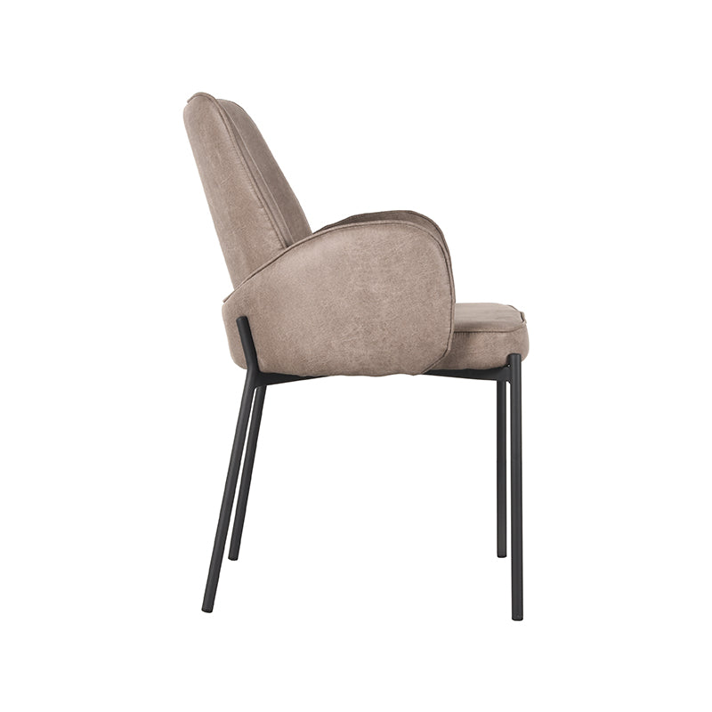 LABEL51 Eetkamerstoelen Joni - Taupe - Kunstleder - Zwart Metalen Frame