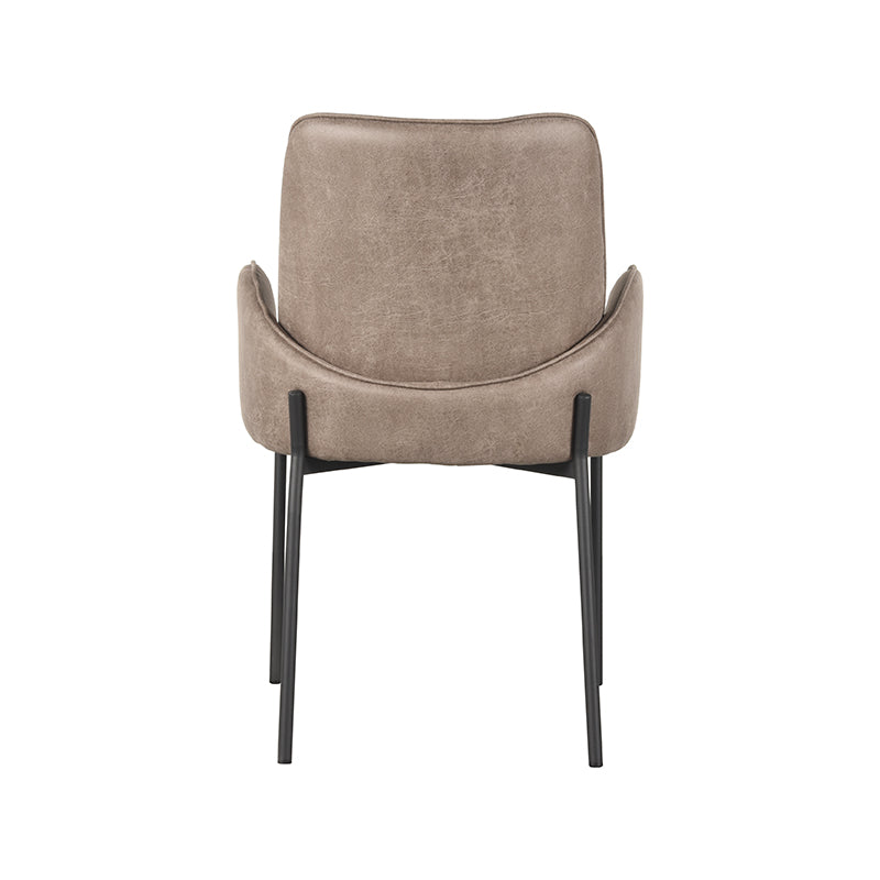 LABEL51 Eetkamerstoelen Joni - Taupe - Kunstleder - Zwart Metalen Frame