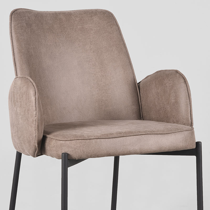 LABEL51 Eetkamerstoelen Joni - Taupe - Kunstleder - Zwart Metalen Frame