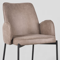 LABEL51 Eetkamerstoelen Joni - Taupe - Kunstleder - Zwart Metalen Frame