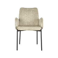 LABEL51 Eetkamerstoelen Joni - Beige - Chenille - Zwart Metalen Frame
