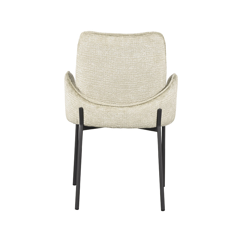 LABEL51 Eetkamerstoelen Joni - Beige - Chenille - Zwart Metalen Frame