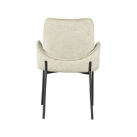 LABEL51 Eetkamerstoelen Joni - Beige - Chenille - Zwart Metalen Frame