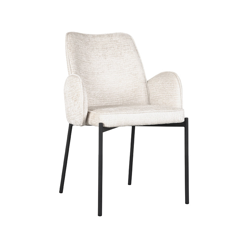LABEL51 Eetkamerstoelen Joni - Creme - Chenille - Zwart Metalen Frame