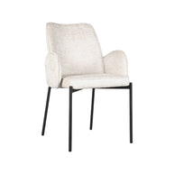 LABEL51 Eetkamerstoelen Joni - Creme - Chenille - Zwart Metalen Frame