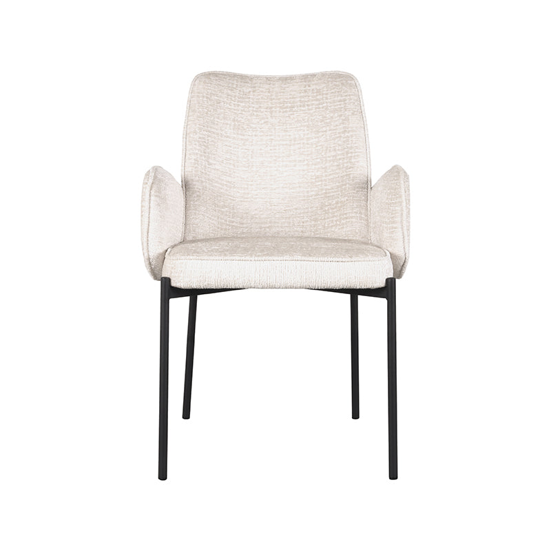 LABEL51 Eetkamerstoelen Joni - Creme - Chenille - Zwart Metalen Frame
