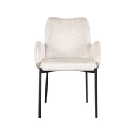 LABEL51 Eetkamerstoelen Joni - Creme - Chenille - Zwart Metalen Frame