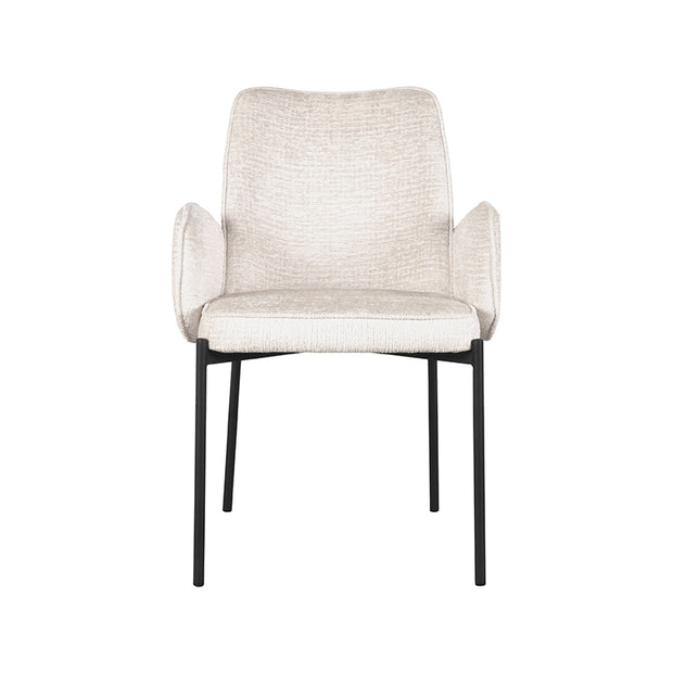 LABEL51 Eetkamerstoelen Joni - Creme - Chenille - Zwart Metalen Frame