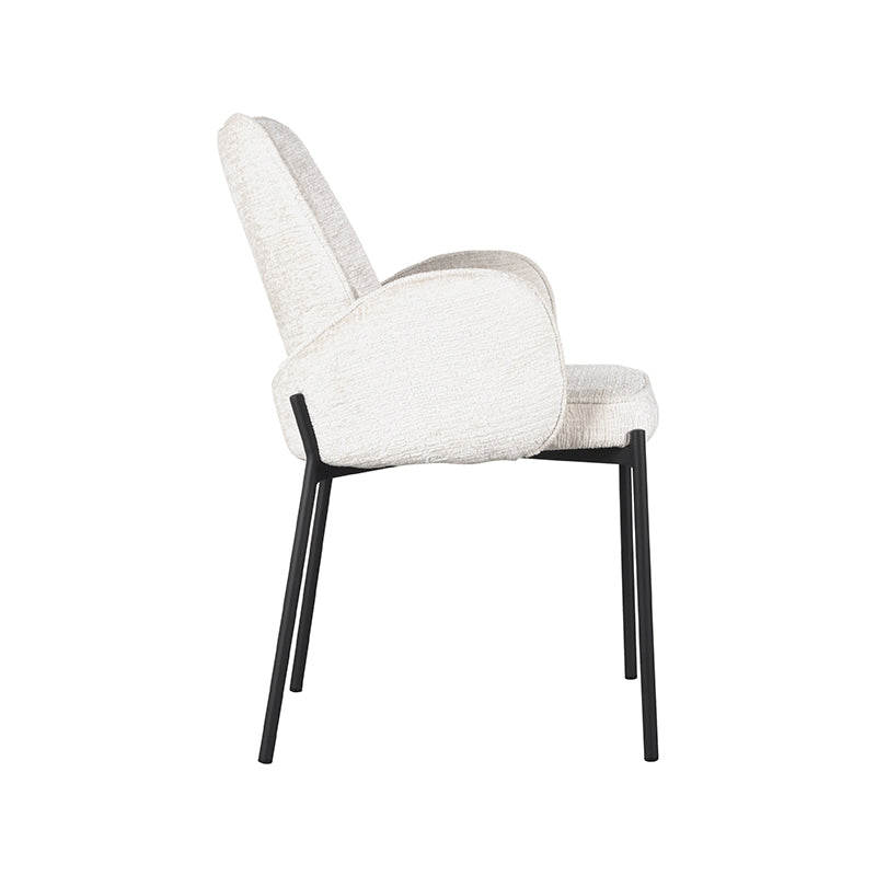LABEL51 Eetkamerstoelen Joni - Creme - Chenille - Zwart Metalen Frame