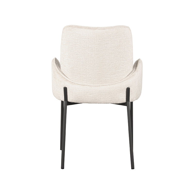 LABEL51 Eetkamerstoelen Joni - Creme - Chenille - Zwart Metalen Frame