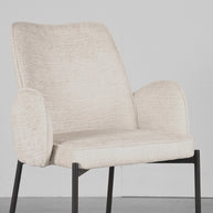 LABEL51 Eetkamerstoelen Joni - Creme - Chenille - Zwart Metalen Frame